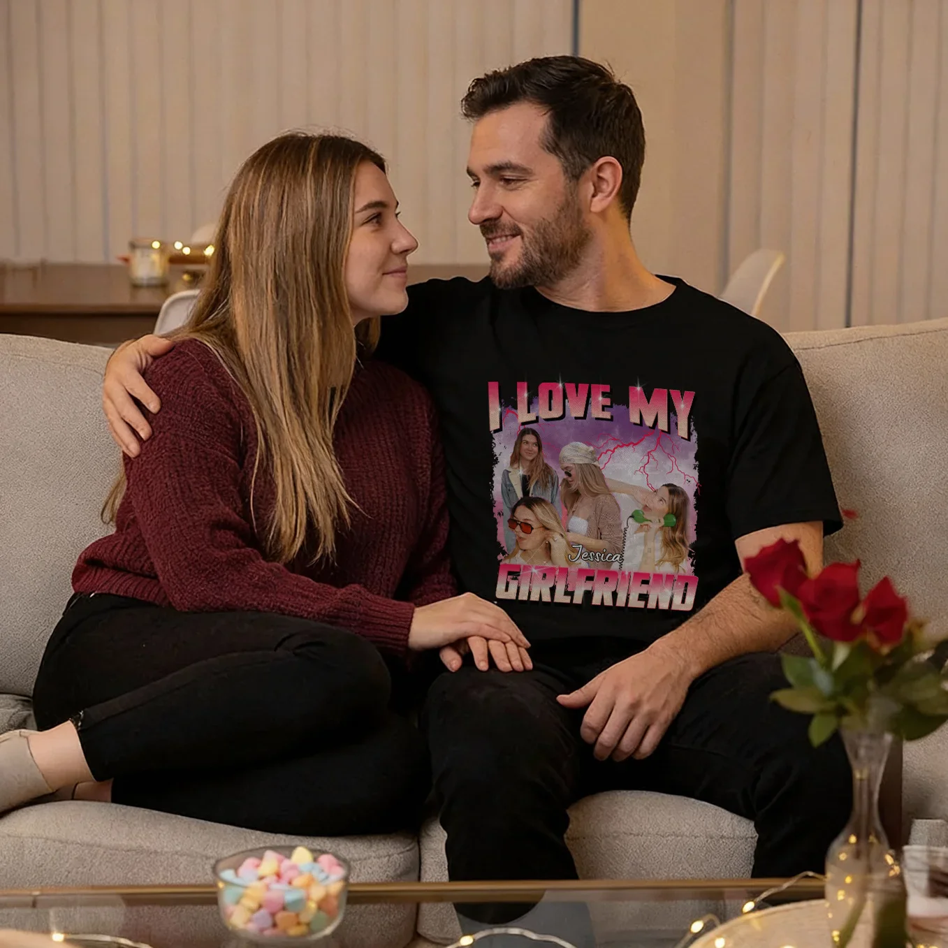 (US) Personalisiertes Oversized T-Shirt Vintage Bootleg "Girlfriend" - Image 6