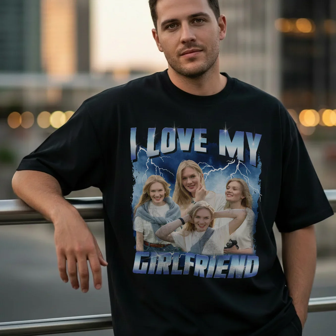 (US) Personalisiertes Oversized T-Shirt Vintage Bootleg "Girlfriend" - Image 7