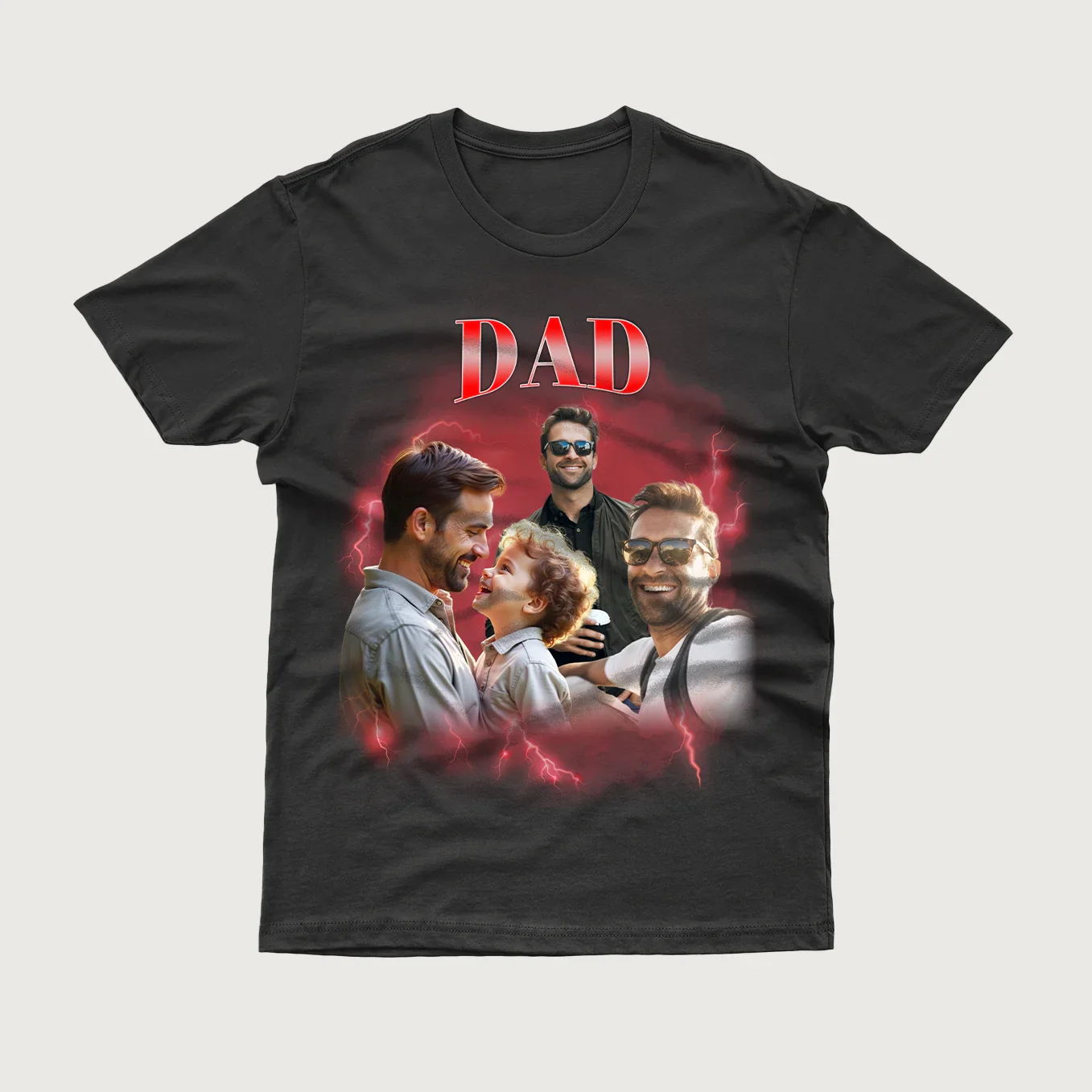 (US) Personalisiertes Oversized T-Shirt Vintage Bootleg "Papa"