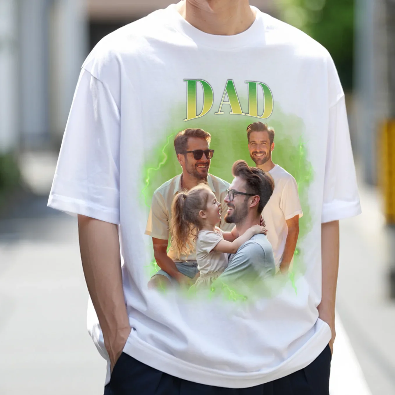 (US) Personalisiertes Oversized T-Shirt Vintage Bootleg "Papa" - Image 2