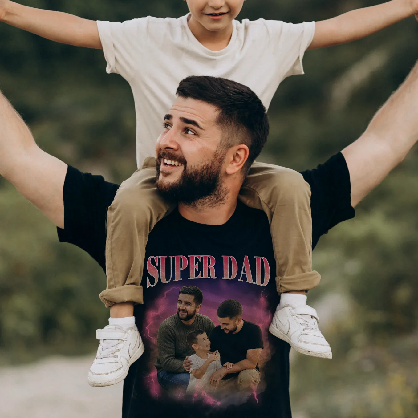(US) Personalisiertes Oversized T-Shirt Vintage Bootleg "Papa" - Image 3