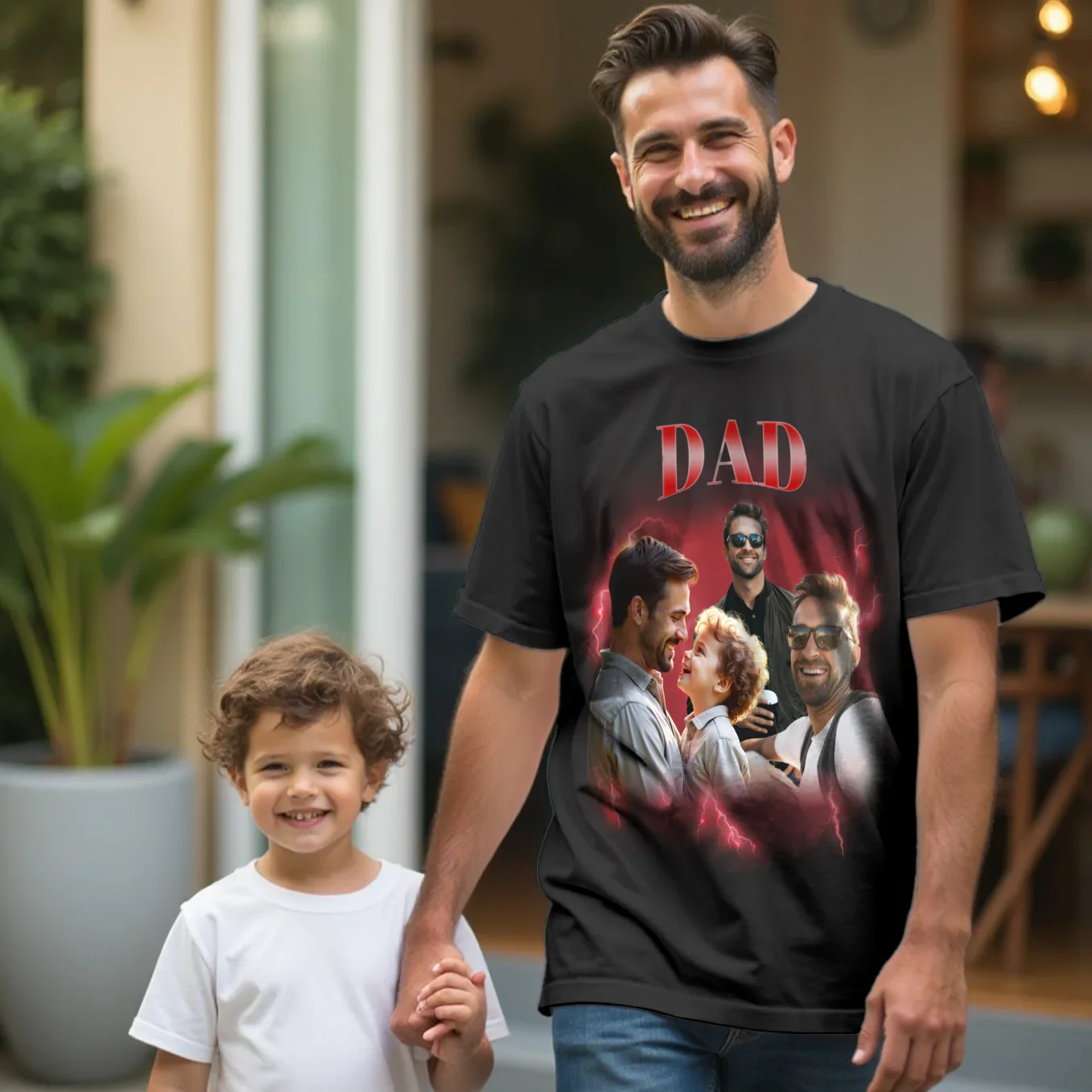 (US) Personalisiertes Oversized T-Shirt Vintage Bootleg "Papa" - Image 6