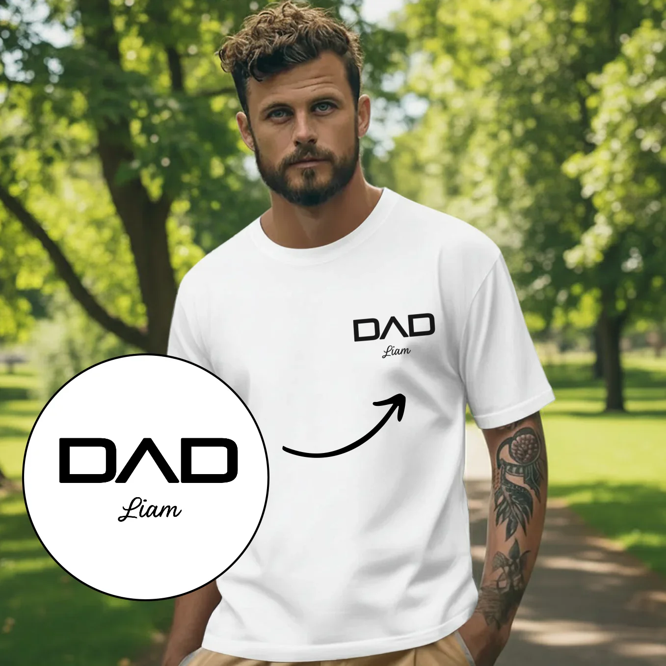 (US) Personalisiertes Papa T-Shirt "Modern"