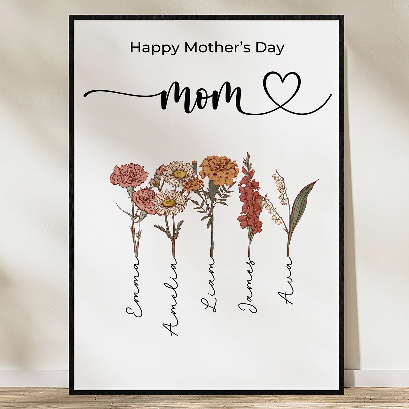 (US) Personalisiertes Poster "Blumen für Mama"
