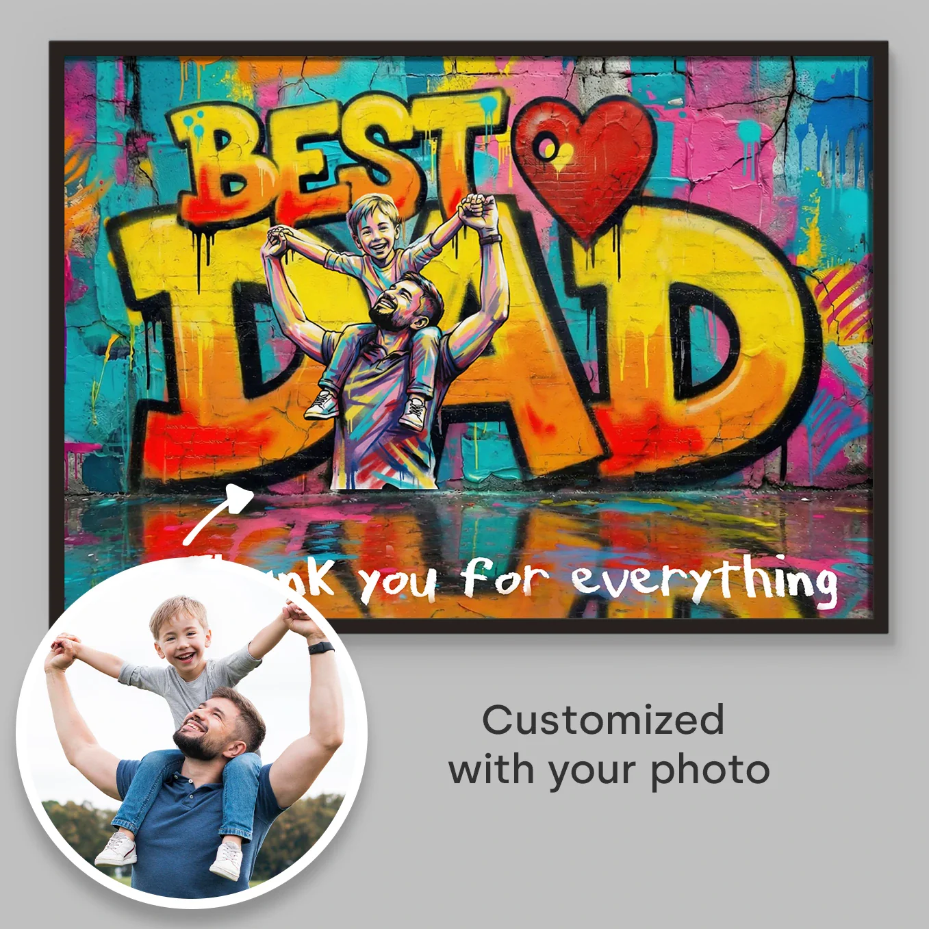 (US) Personalisiertes Poster Love "PAPA"
