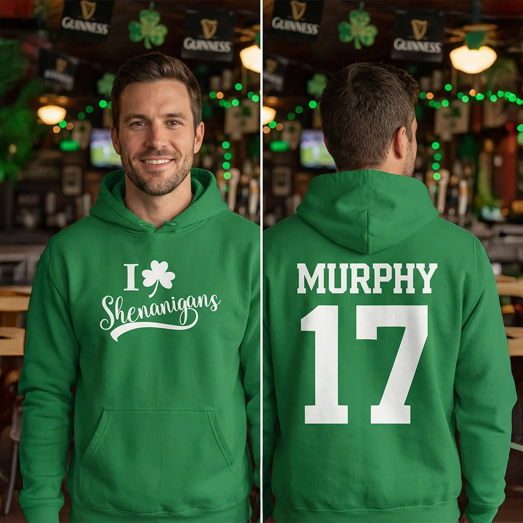 (US) Personalisiertes St. Patrick's Day Hoodie "Jersey"