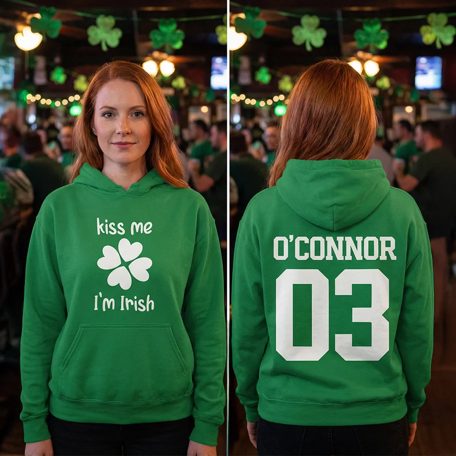 (US) Personalisiertes St. Patrick's Day Hoodie "Jersey" - Image 6