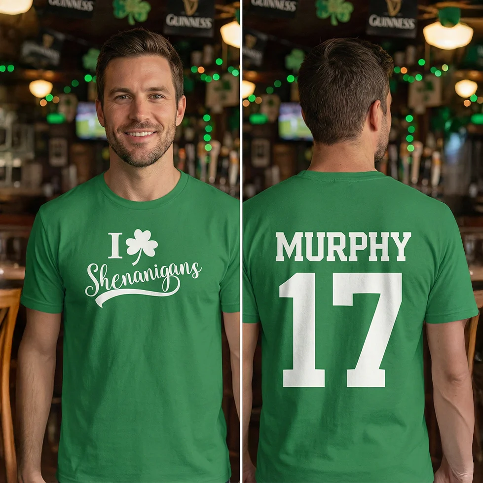 (US) Personalisiertes St. Patrick's Day T-Shirt "Jersey"