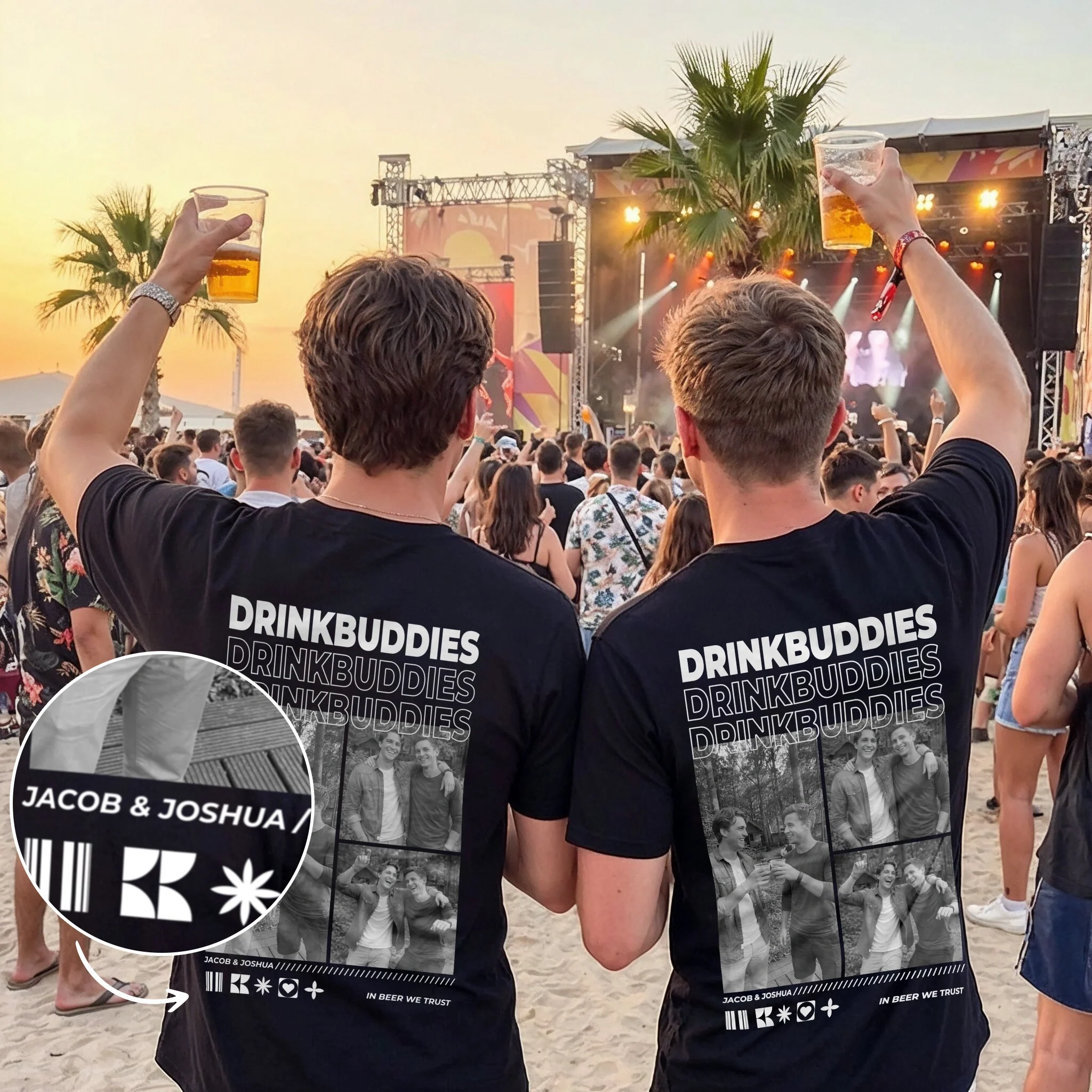 (US) Personalisiertes T-Shirt "Drinkbuddies"