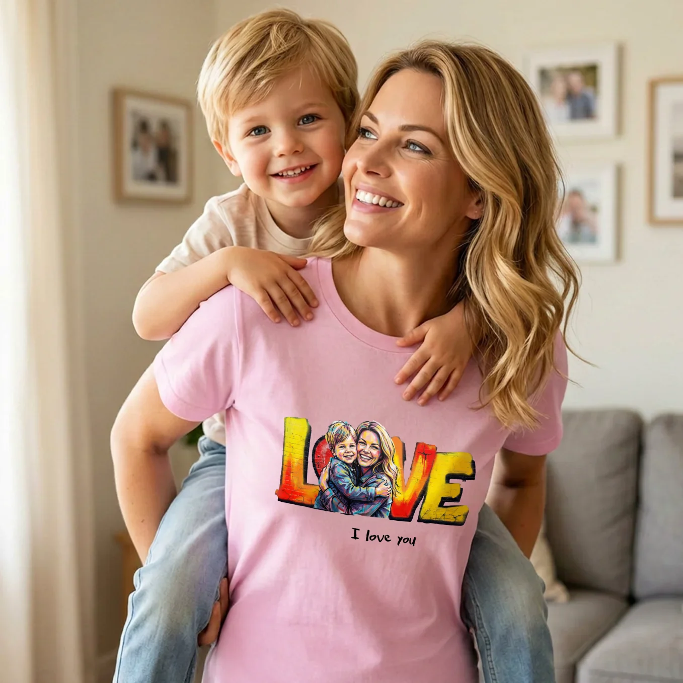 (US) Personalisiertes T-Shirt "Love Mom" - Image 2