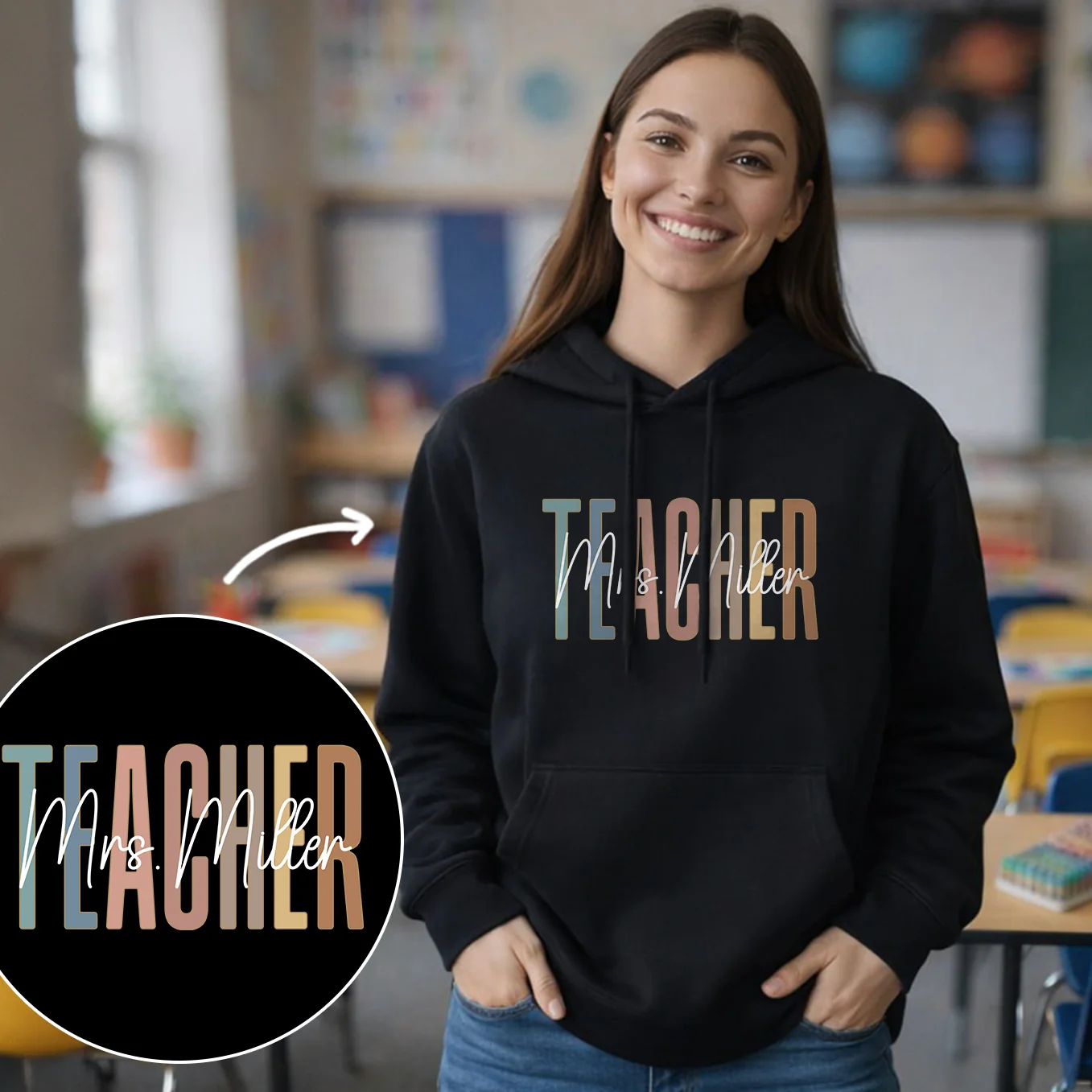 (US) Personalisierter Hoodie "Teacher"