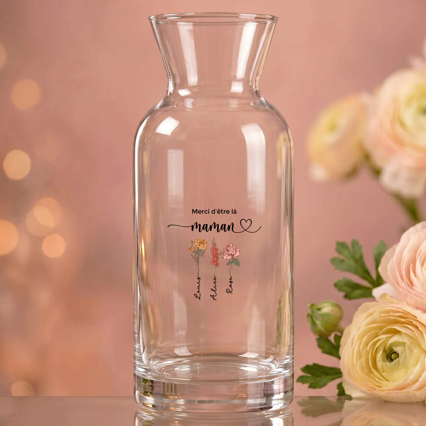 Vase personnalisée "Fleurs pour Maman"