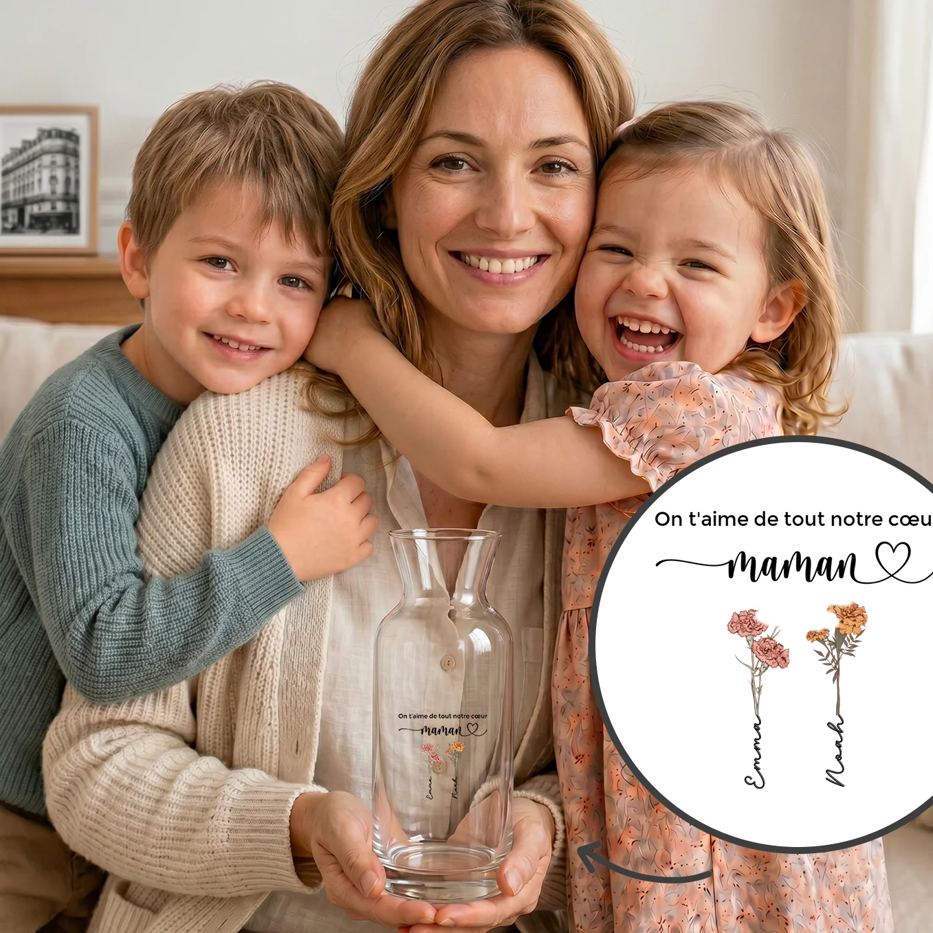 Vase personnalisée "Fleurs pour Maman" - Image 3