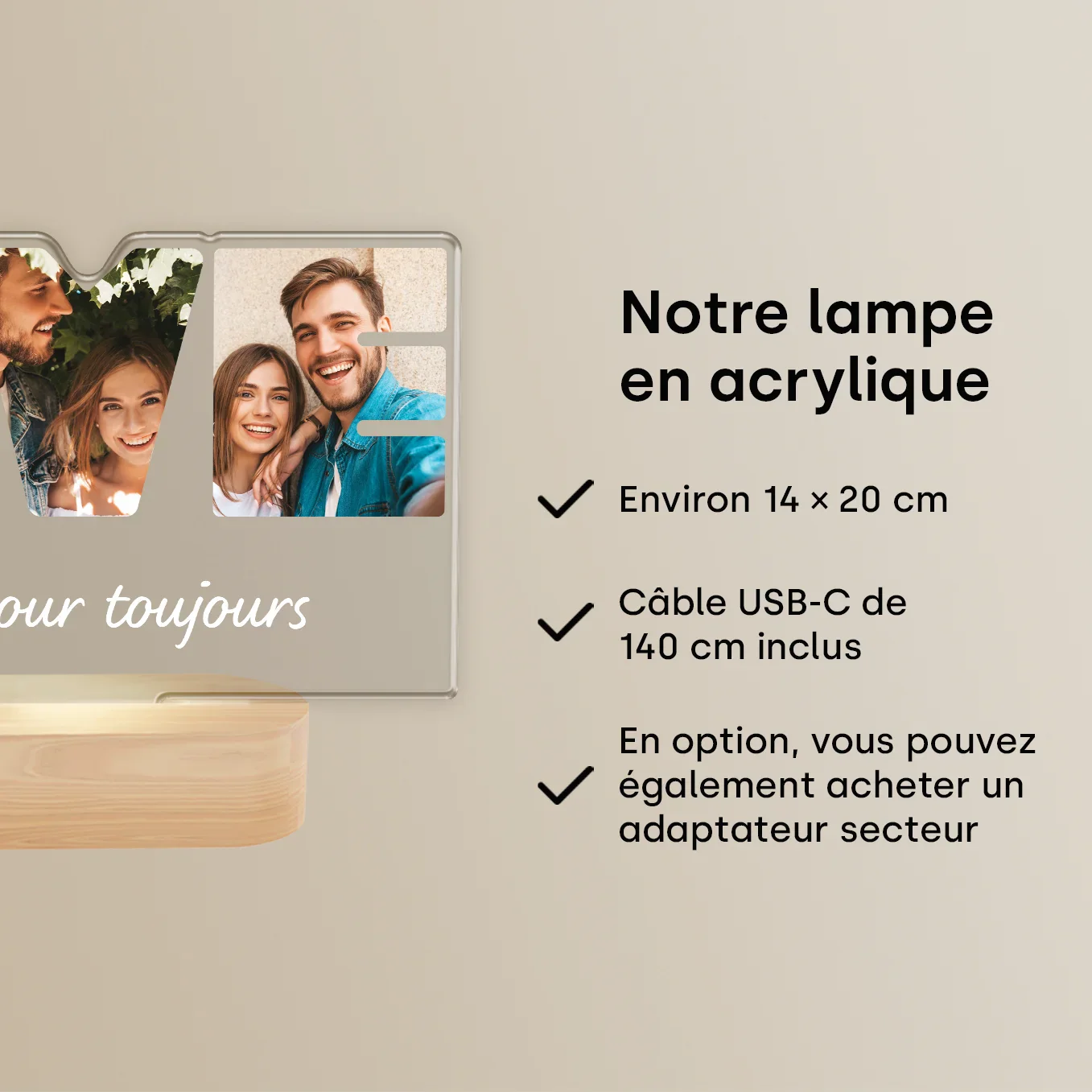 Veilleuse en acrylique personnalisée "Love" - Image 17