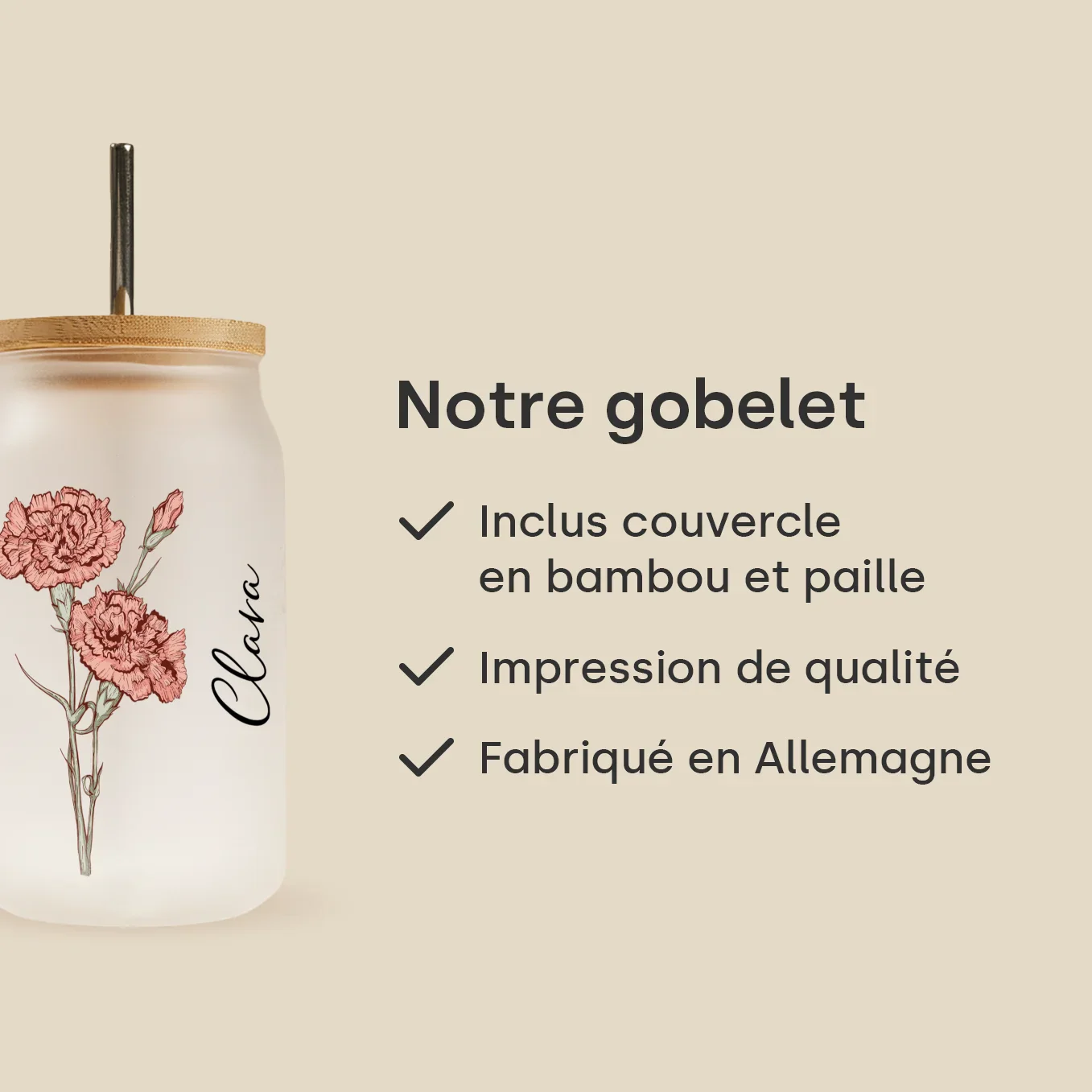 Verre personnalisé avec paille « Nom » - Image 14